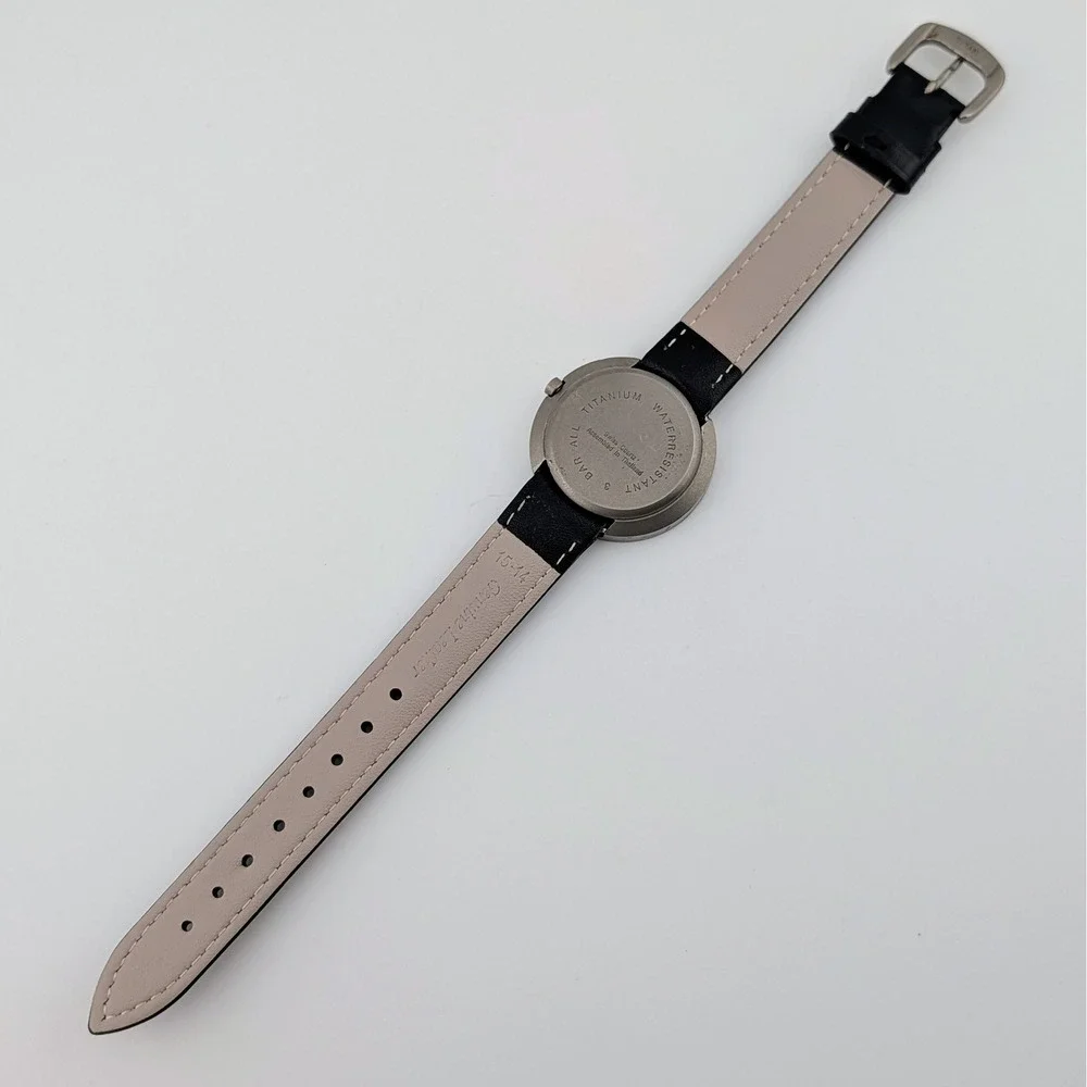 Boccia Titanium Swiss Quartz Minimalist White Dial Black Leather Watch 33mm